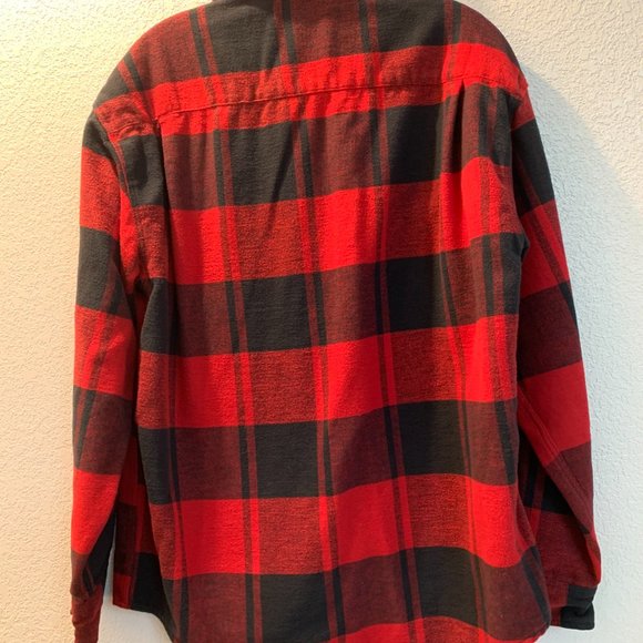 Grunge cotton Gap flannel plaid shirt red and black size M pre-owned good cond - Picture 5 of 10